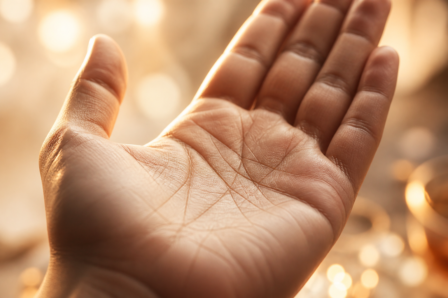 Close-up of palm lines for palmistry reading