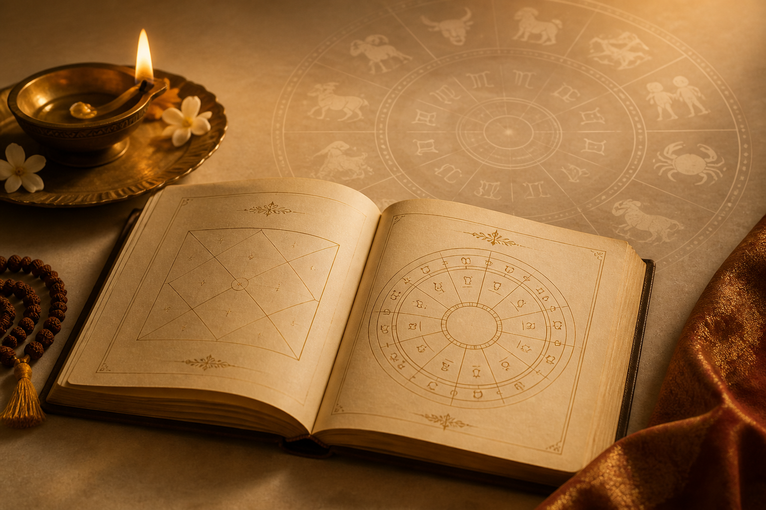 Prashna kundali chart with diya